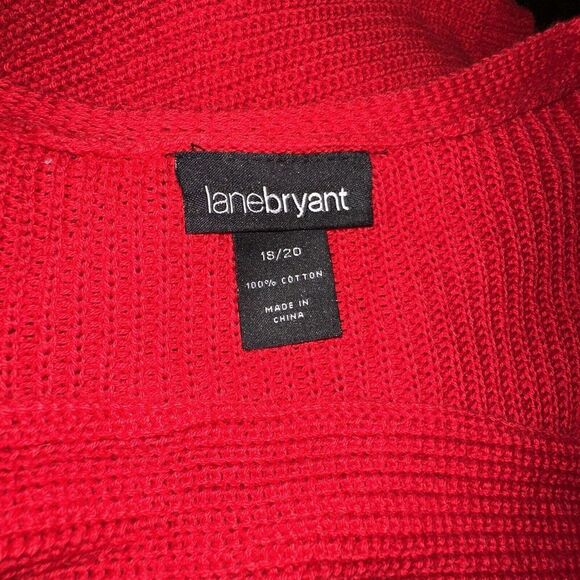 Lane Bryant Womens V Neck Sweater Sz 18 / 20 W Red Pullover Long Sleeve Knit - Picture 4 of 4